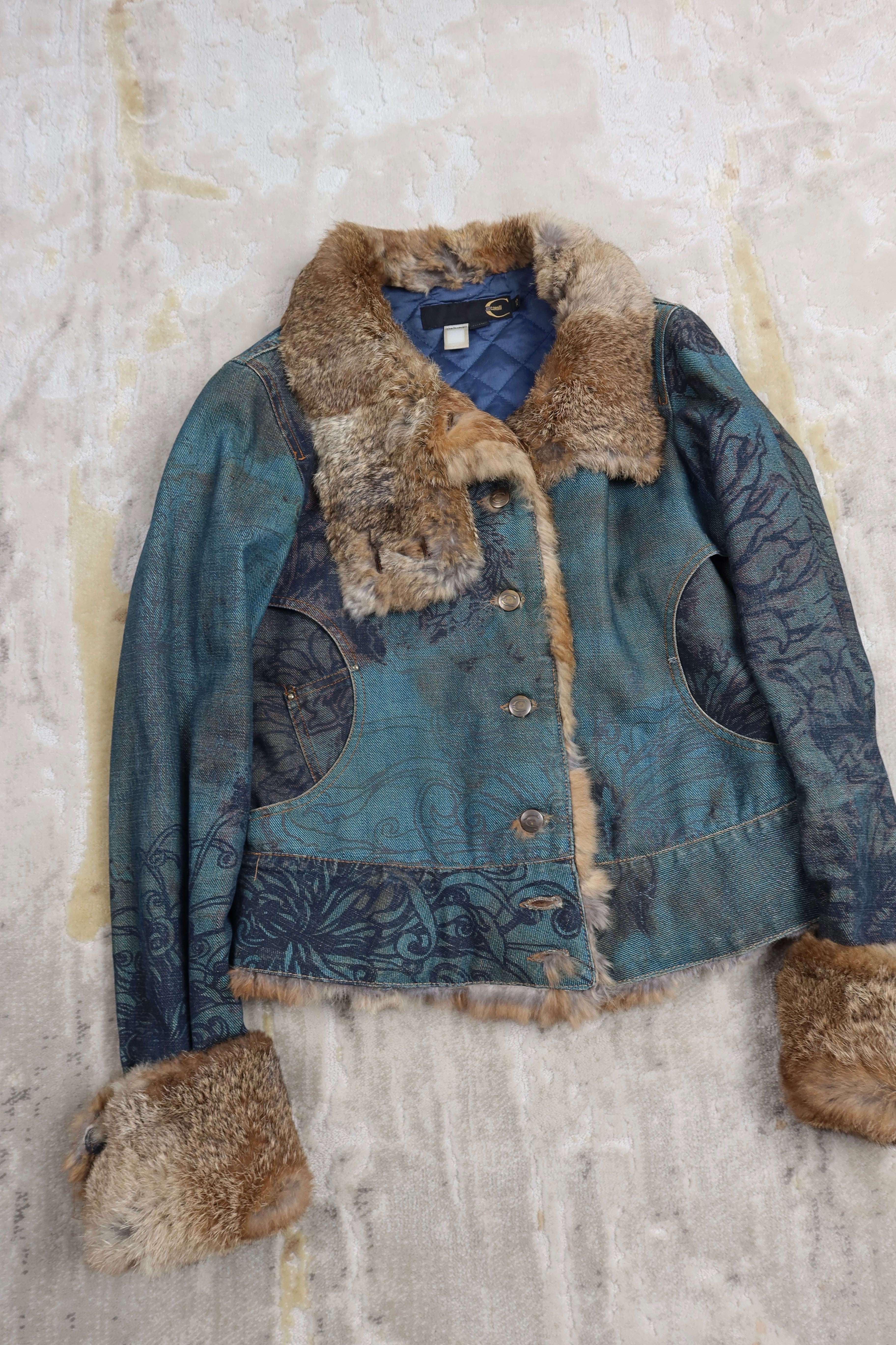 Roberto Cavalli Fur and Denim Jacket