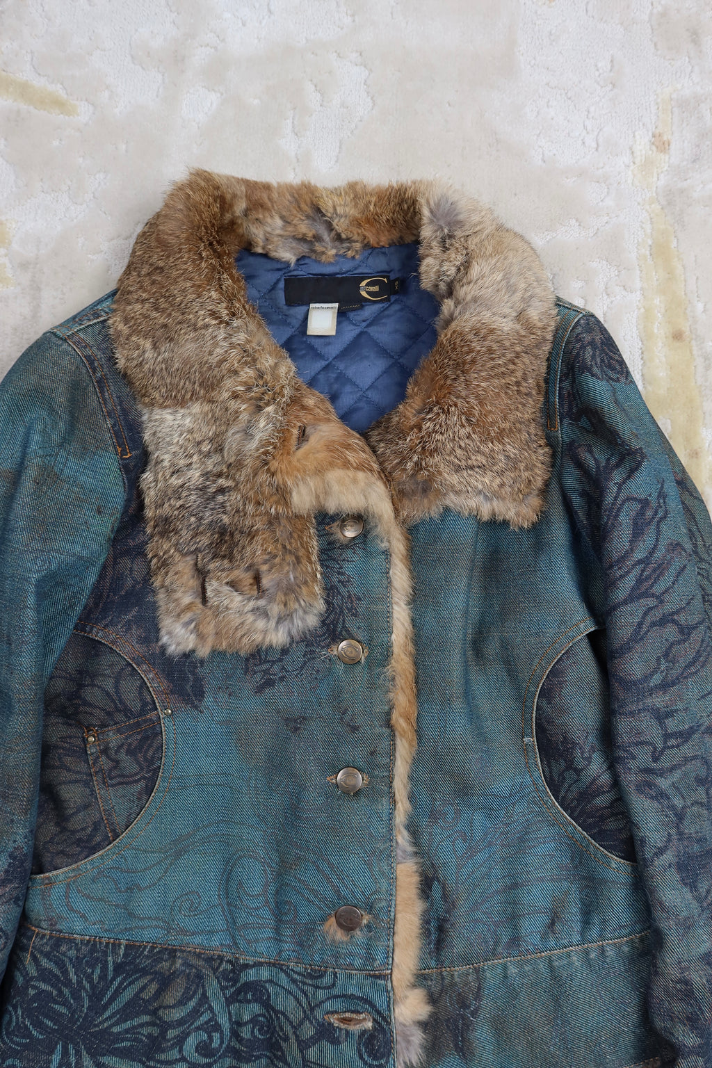 Roberto Cavalli Fur and Denim Jacket