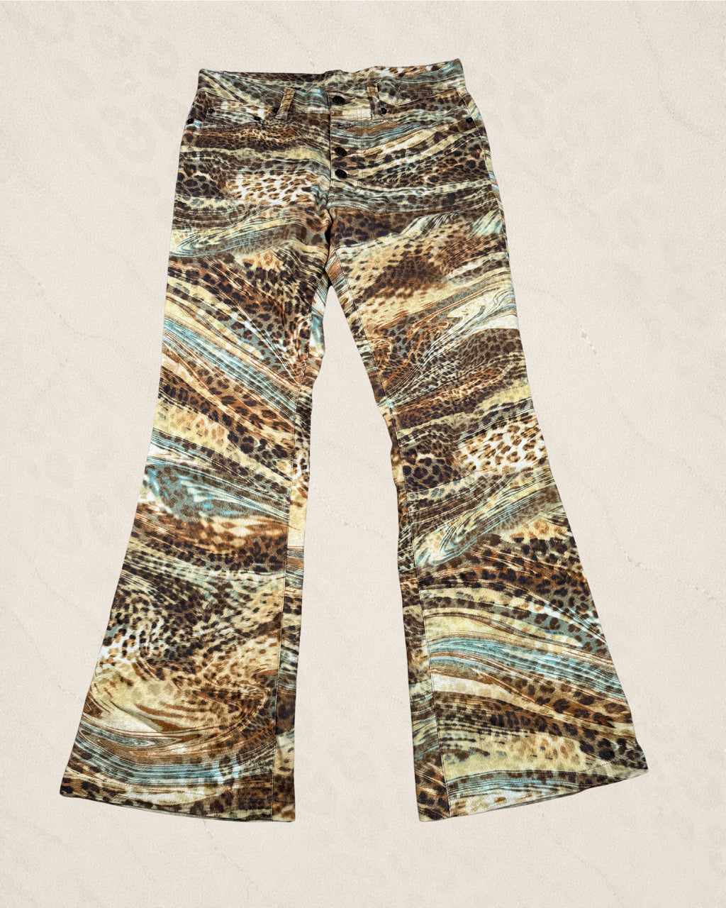 (28-30) Tornado Mart Bootcut Cheetah Print Jeans