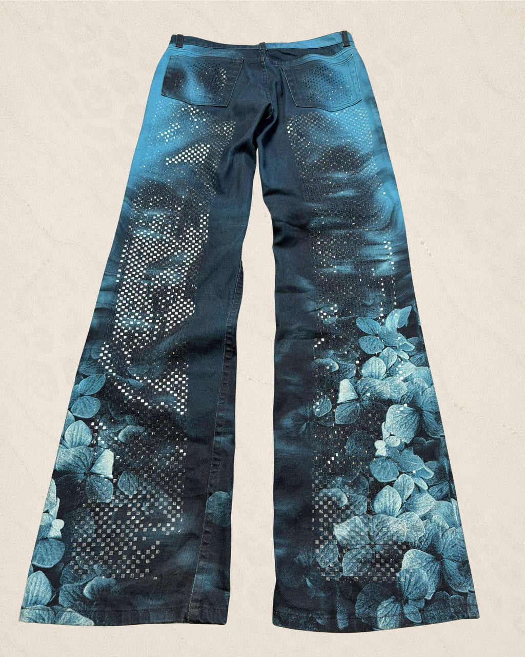 (M 31") FW2000 Roberto Cavalli Blue Frangipani Spectrum Pants