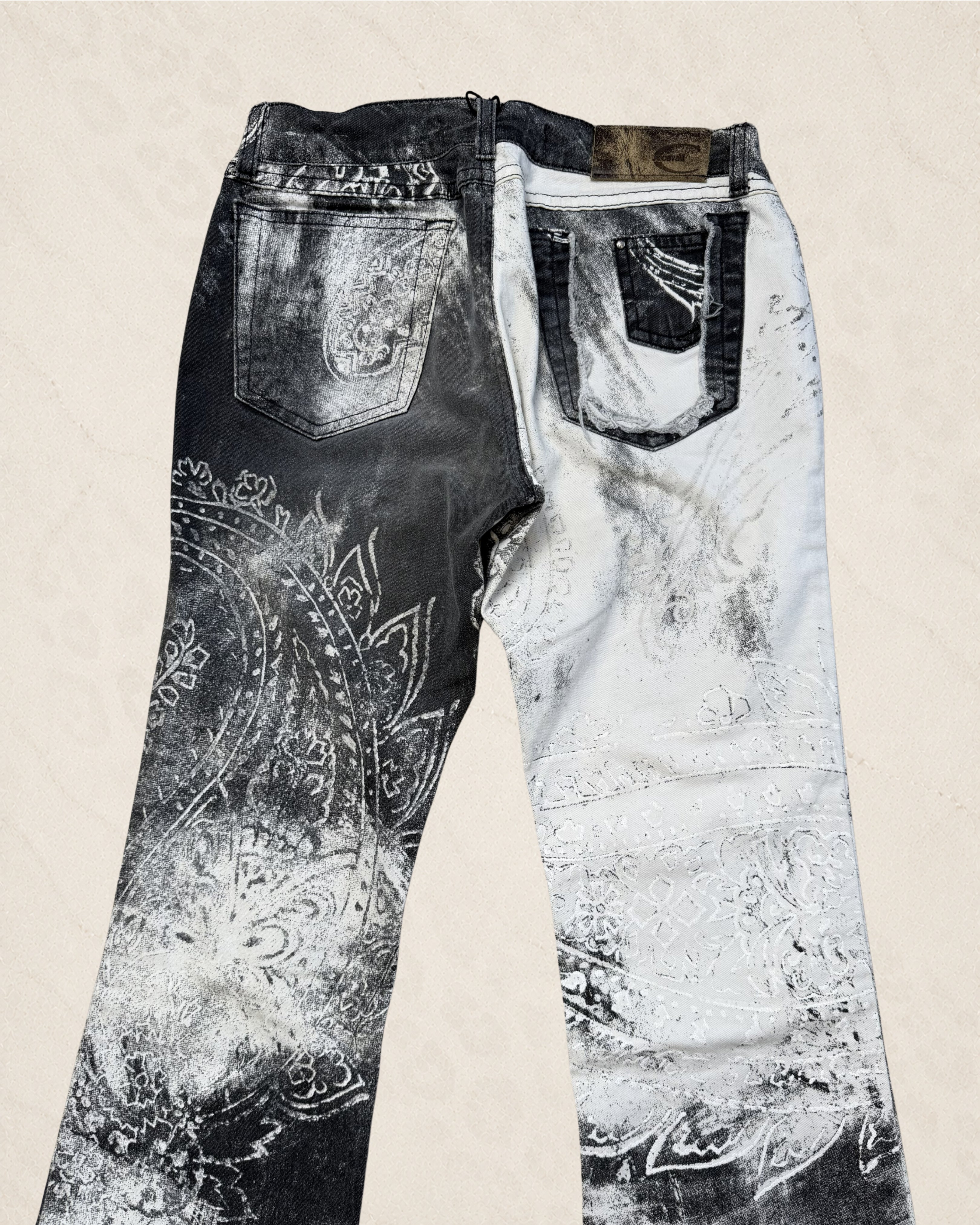 Size 26 Flared AW2003 Cavalli Spiritual Astro Black & White Pants
