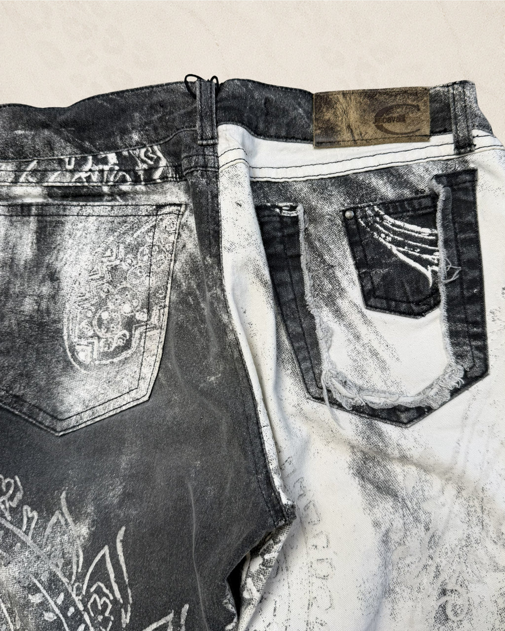 Size 26 Flared AW2003 Cavalli Spiritual Astro Black & White Pants