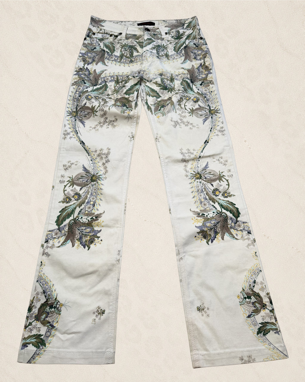 Size 27 Roberto Cavalli Floral Hand Painted Jeans