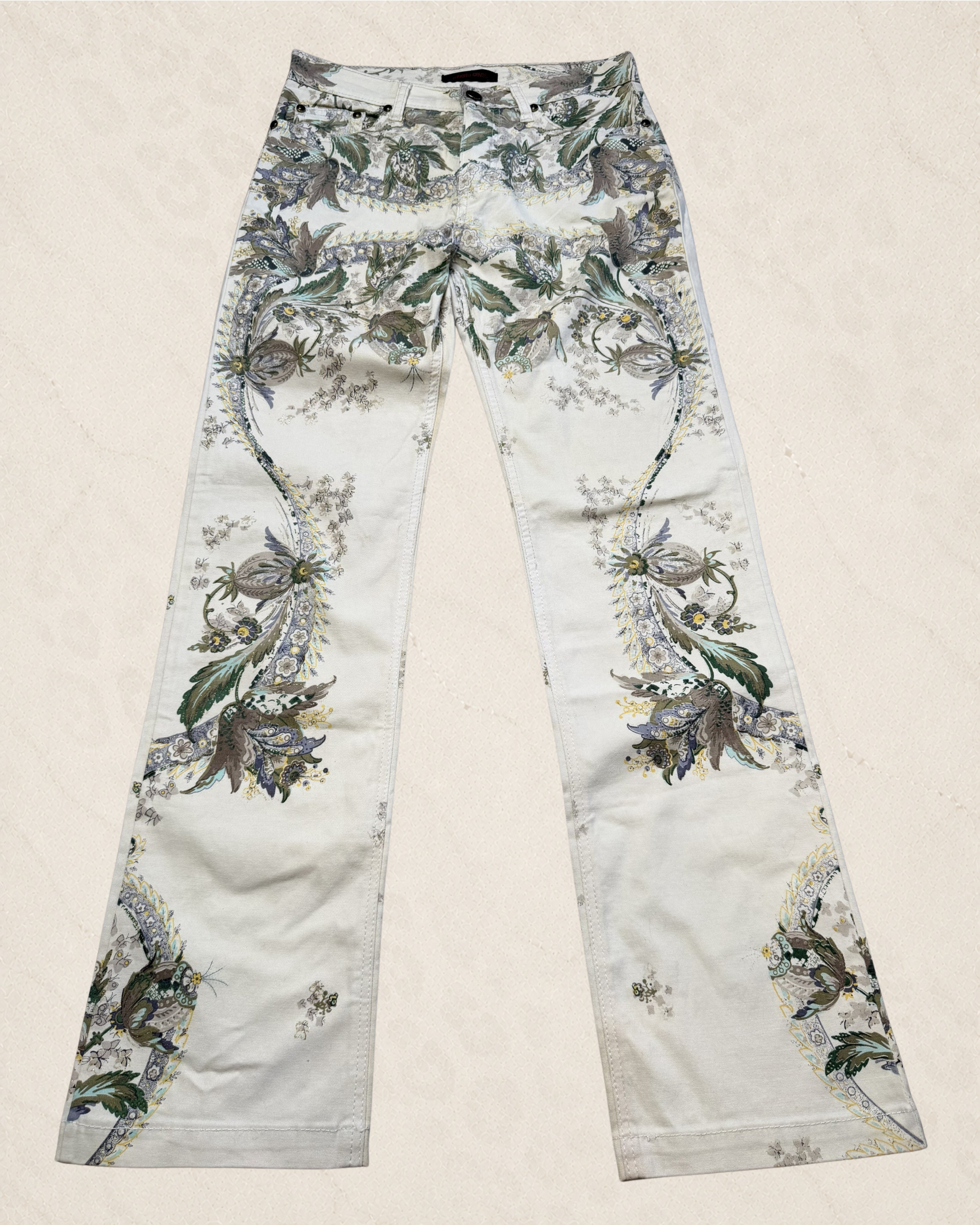 Size 27 Roberto Cavalli Floral Hand Painted Jeans