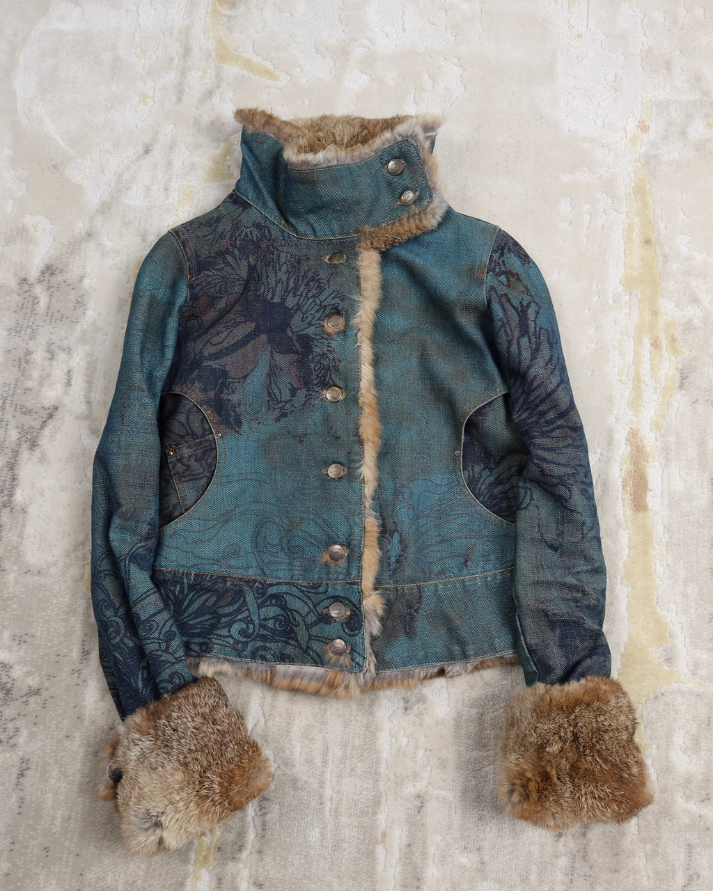 Roberto Cavalli Fur and Denim Jacket