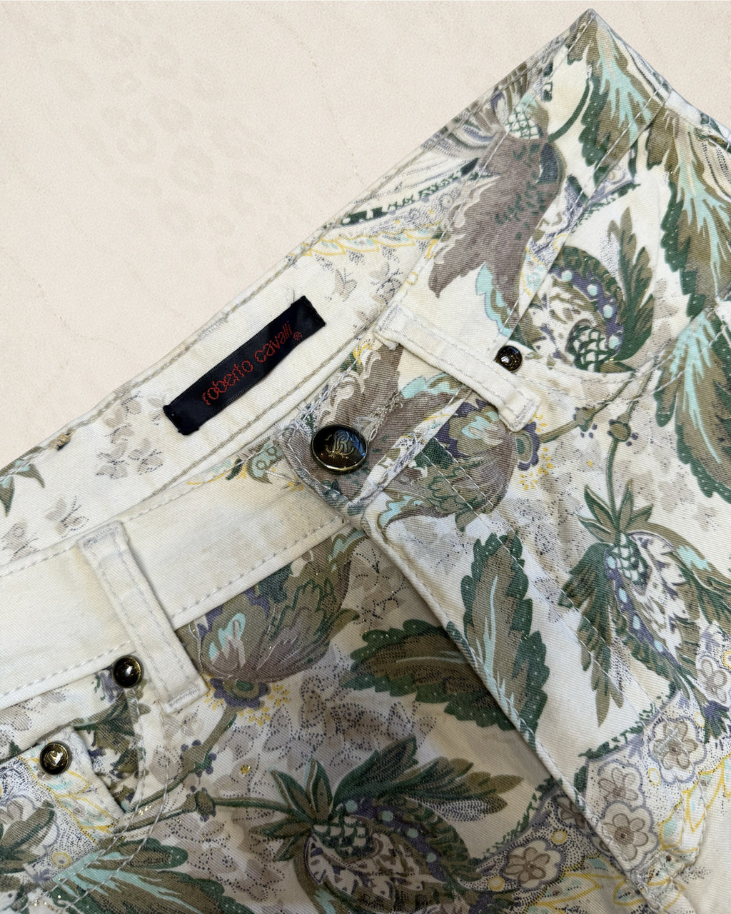 Size 27 Roberto Cavalli Floral Hand Painted Jeans