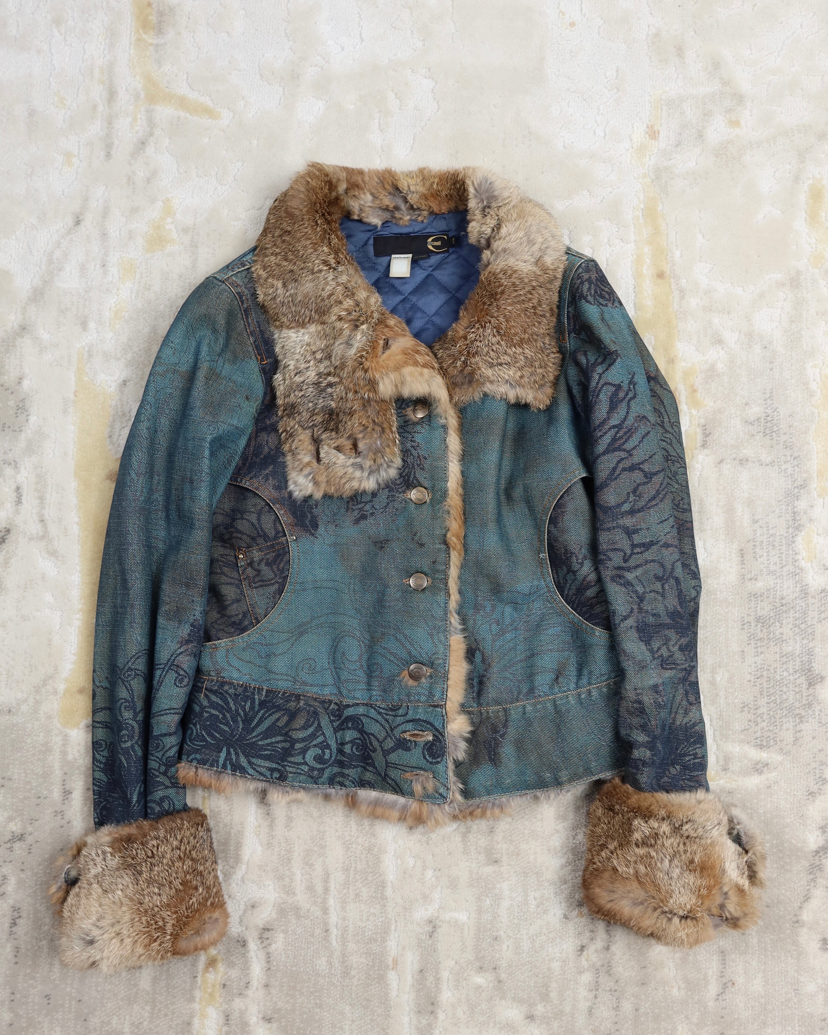 Roberto Cavalli Fur and Denim Jacket