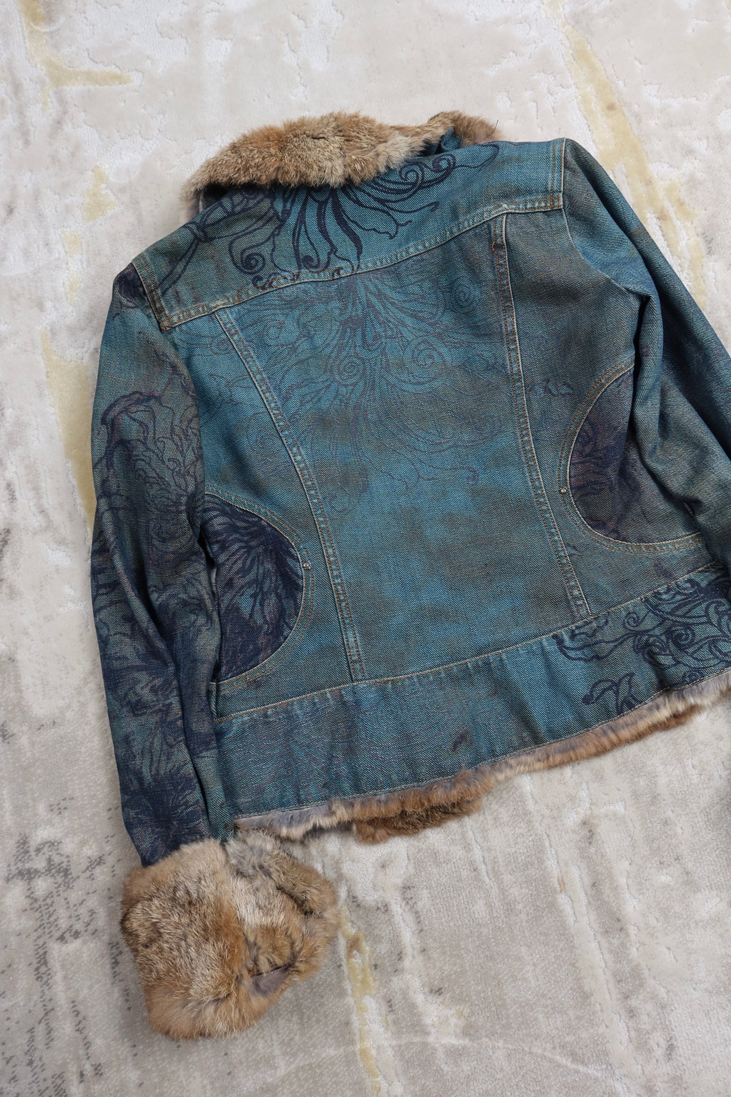 Roberto Cavalli Fur and Denim Jacket