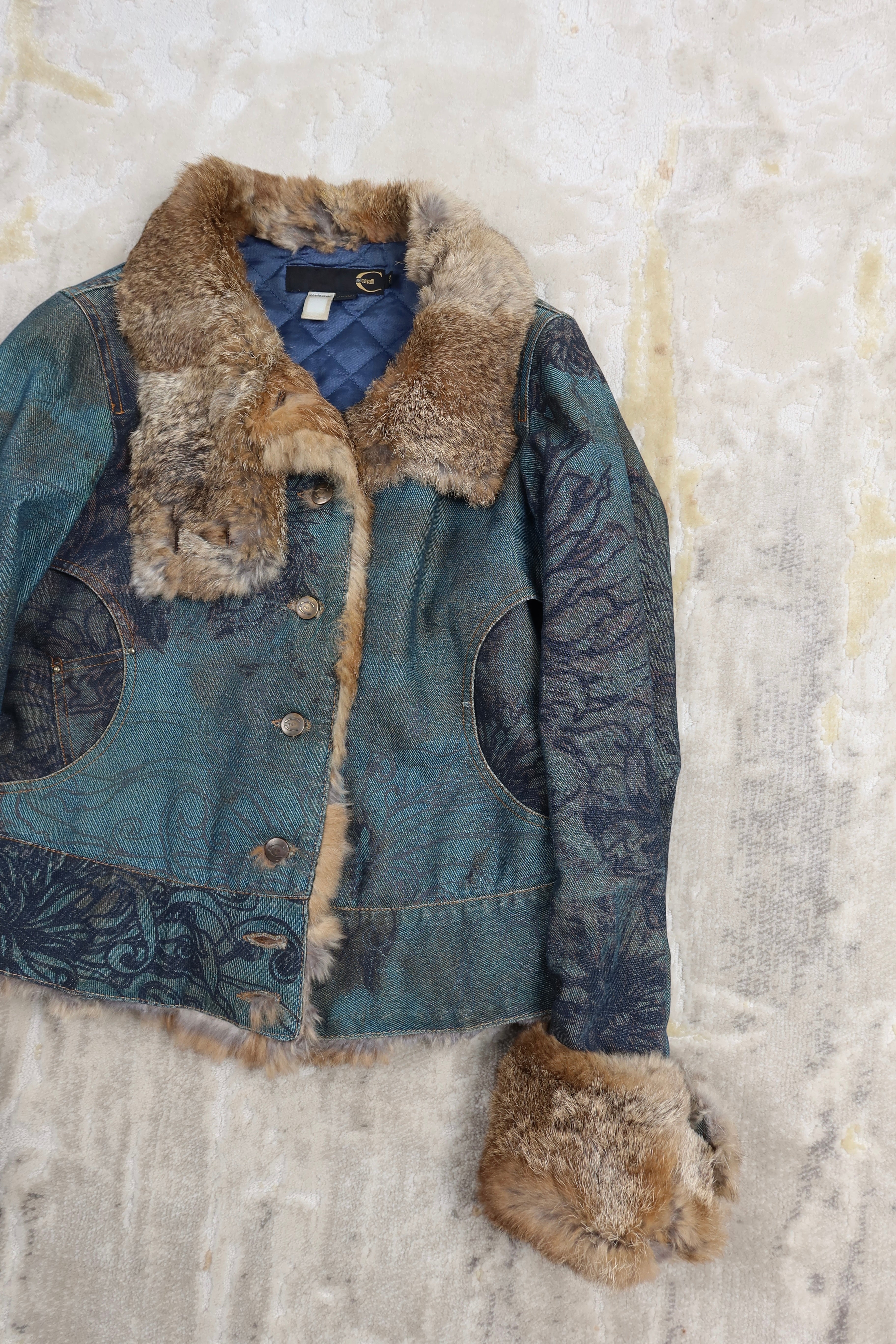 Roberto Cavalli Fur and Denim Jacket