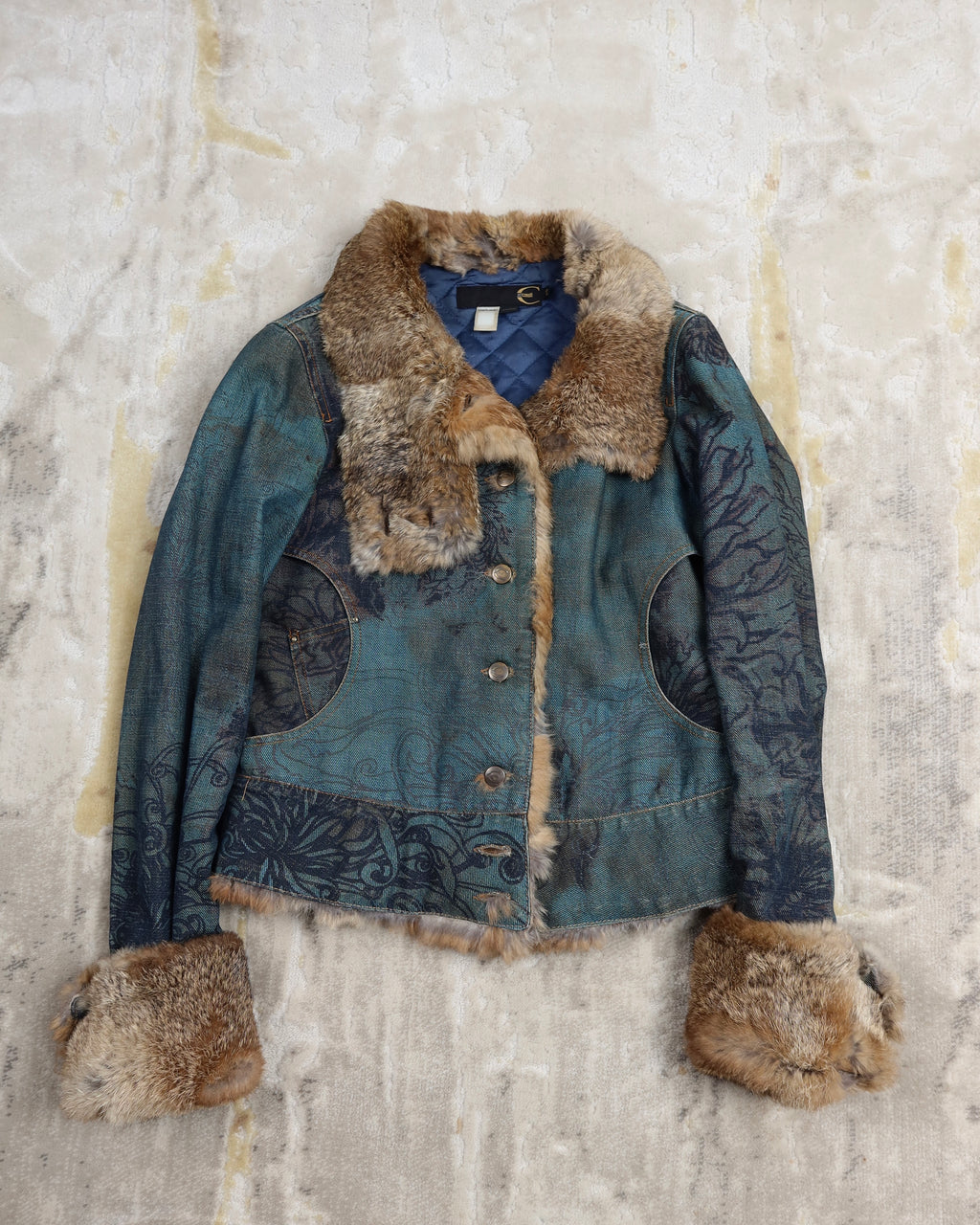 Roberto Cavalli Fur and Denim Jacket