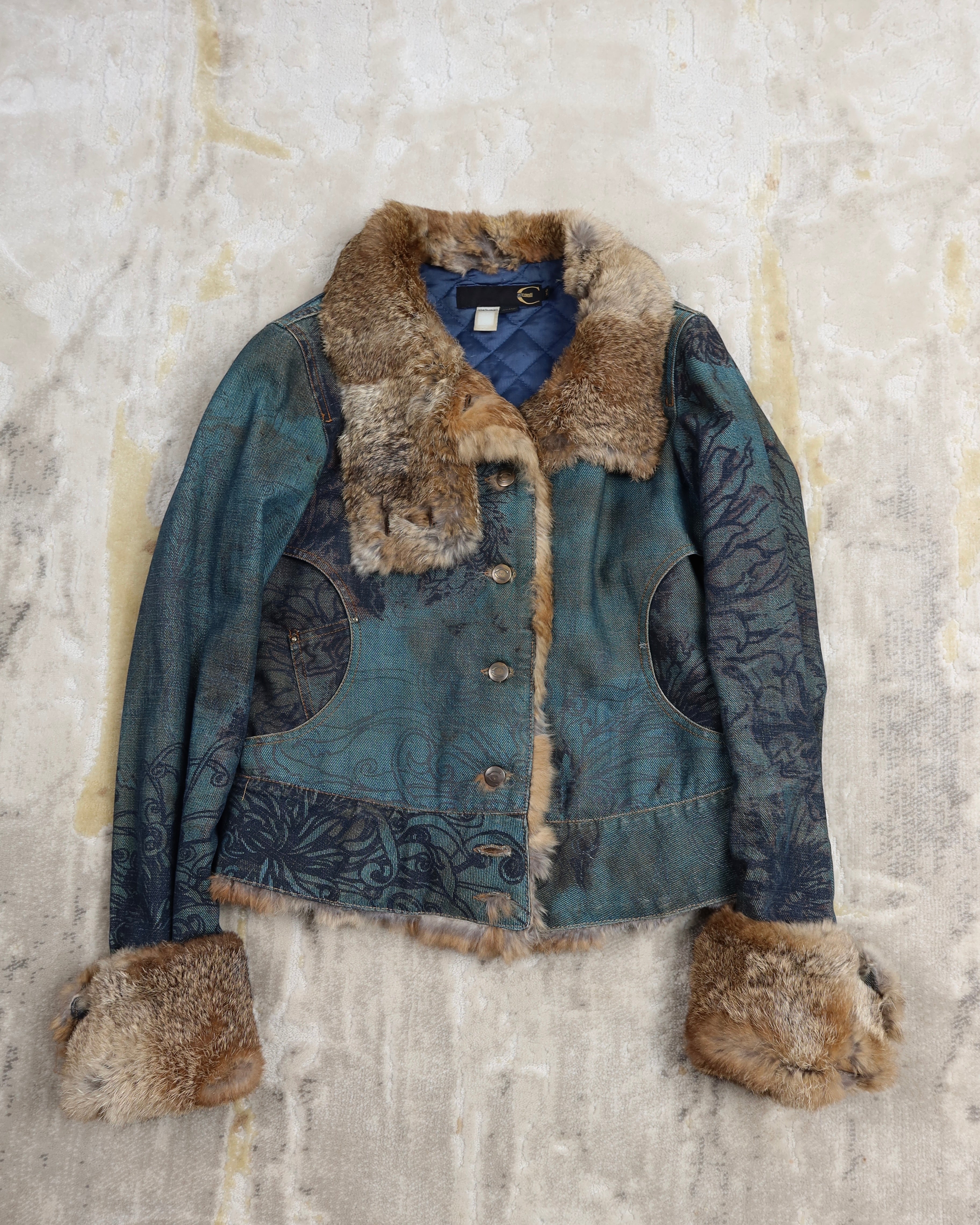 Roberto Cavalli Fur and Denim Jacket