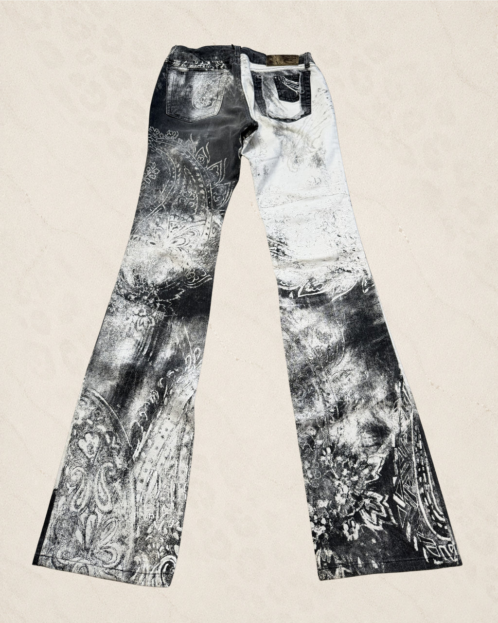 Size 26 Flared AW2003 Cavalli Spiritual Astro Black & White Pants